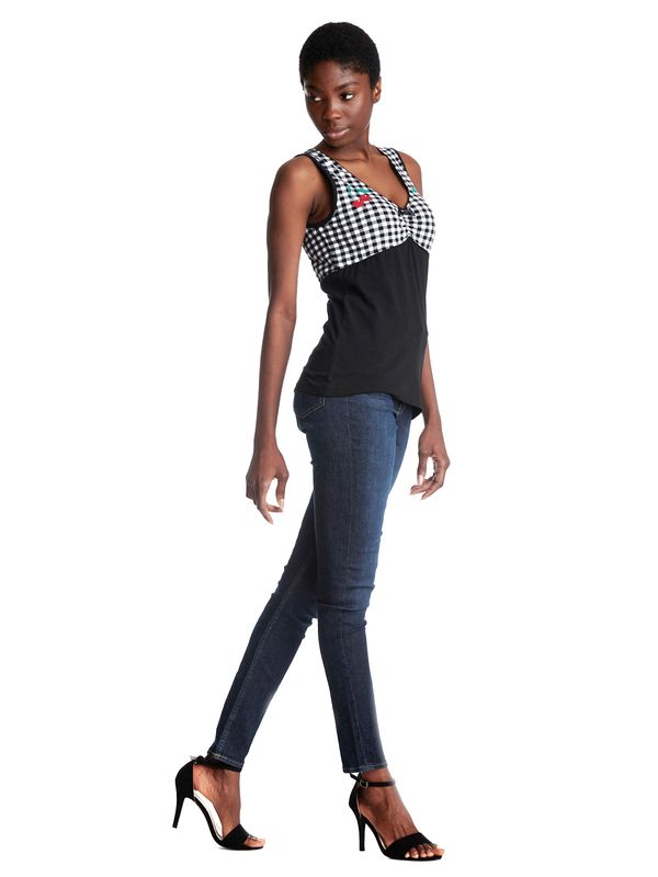 Nastrovje Potsdam Pussy Deluxe Vichy Cherry Damen Tanktop Schwarz/allover