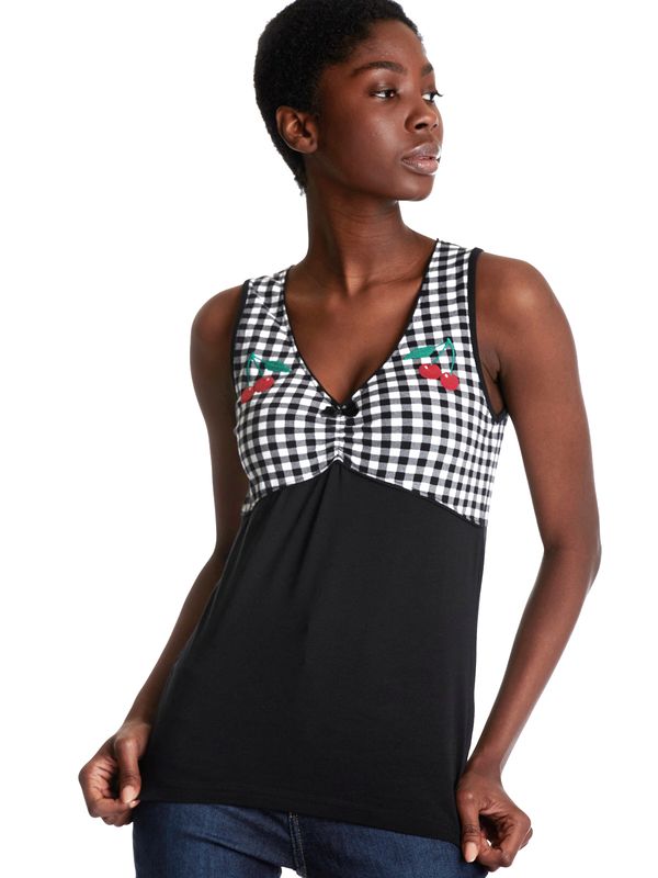 Nastrovje Potsdam Pussy Deluxe Vichy Cherry Damen Tanktop Schwarz/allover
