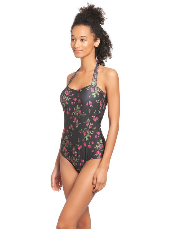 Nastrovje Potsdam Pussy Deluxe Vintage Rose Damen Badeanzug Schwarz Allover