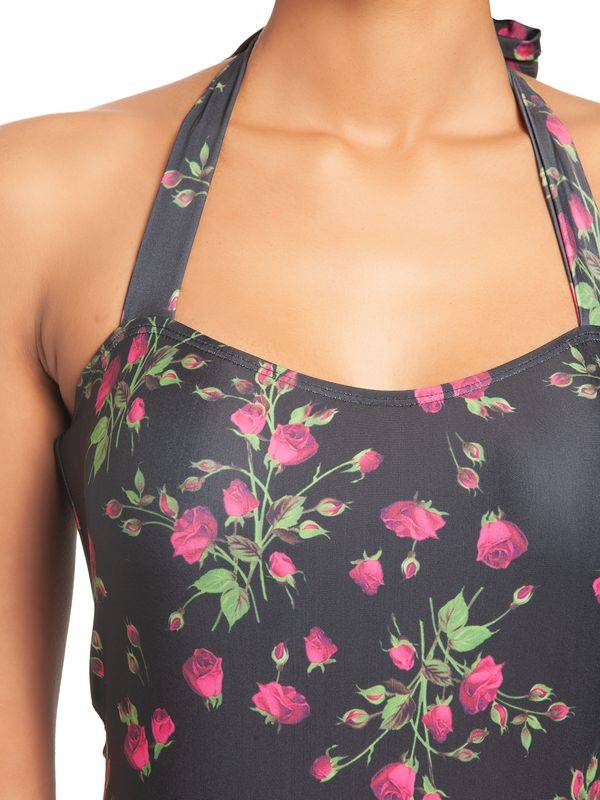 Nastrovje Potsdam Pussy Deluxe Vintage Rose Damen Badeanzug Schwarz Allover