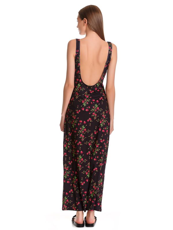 Nastrovje Potsdam Pussy Deluxe Vintage Rose Damen Strandkleid Schwarz Allover