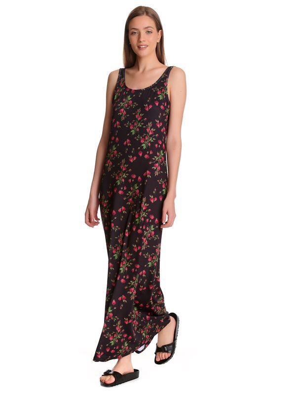 Nastrovje Potsdam Pussy Deluxe Vintage Rose Damen Strandkleid Schwarz Allover