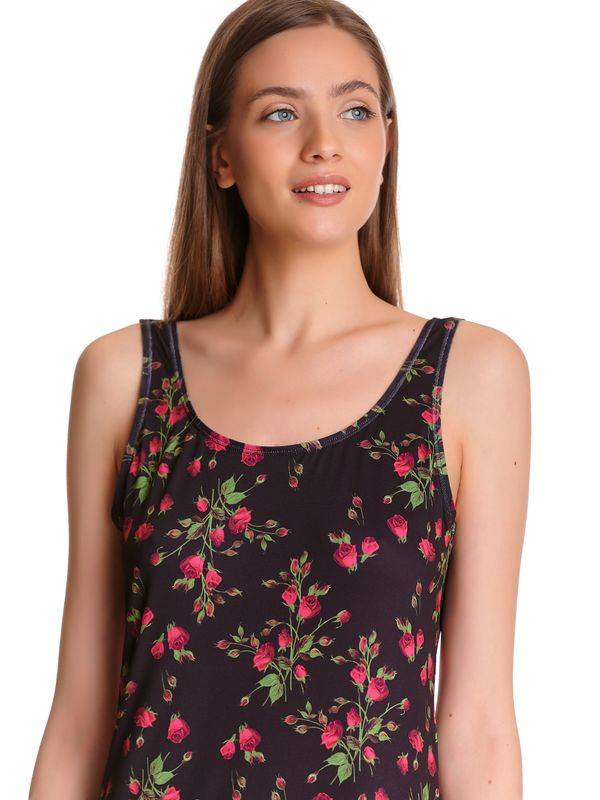 Nastrovje Potsdam Pussy Deluxe Vintage Rose Damen Strandkleid Schwarz Allover