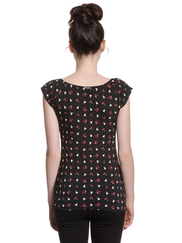 Nastrovje Potsdam Pussy Deluxe White Kitten Damen T-Shirt Schwarz Allover