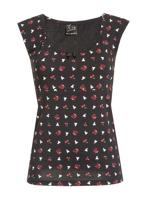 Nastrovje Potsdam Pussy Deluxe White Kitten Damen T-Shirt schwarz allover