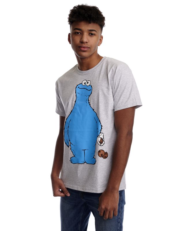Nastrovje Potsdam Sesamstrasse Cookie Thief Herren T-Shirt Grau Meliert