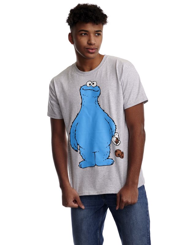 Nastrovje Potsdam Sesamstrasse Cookie Thief Herren T-Shirt Grau Meliert