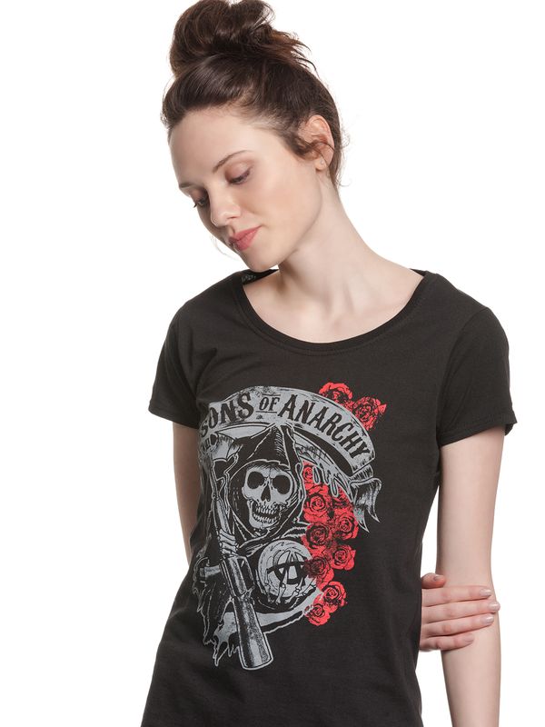 Nastrovje Potsdam Sons Of Anarchy Reaper & Roses Girl T-shirt Black