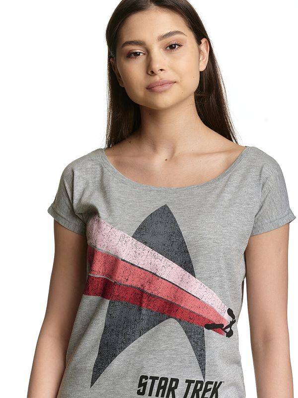 Nastrovje Potsdam Star Trek Free Flight Damen Loose-Shirt Grau Meliert