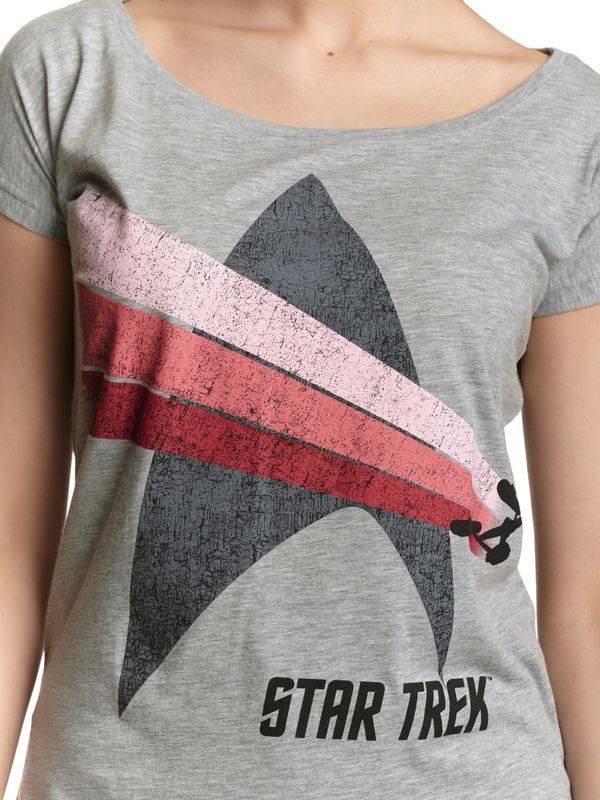 Nastrovje Potsdam Star Trek Free Flight Damen Loose-Shirt Grau Meliert