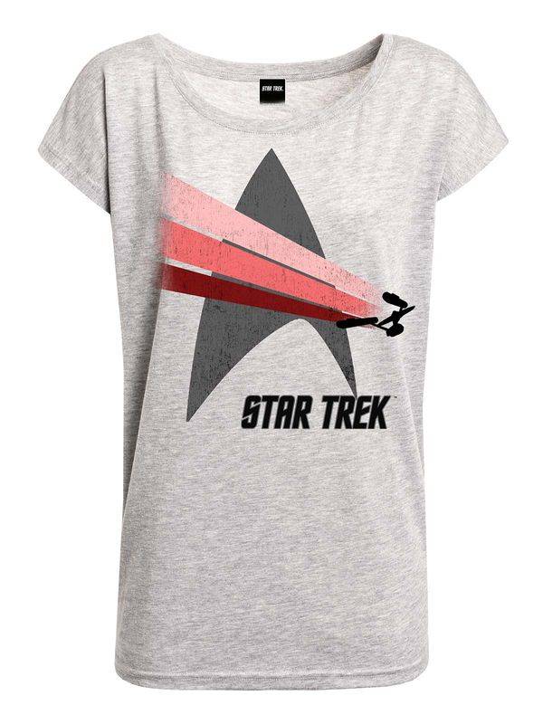 Nastrovje Potsdam Star Trek Free Flight Damen Loose-Shirt grau meliert