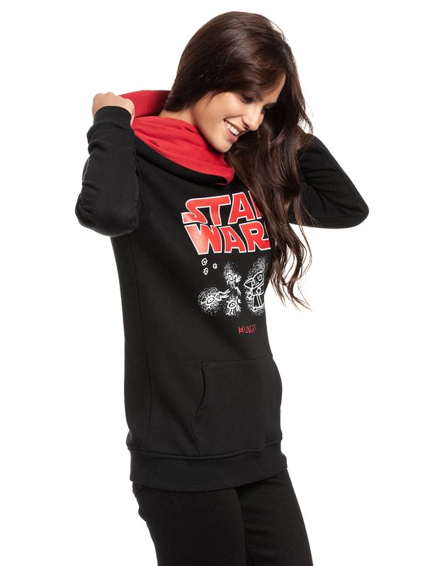 Nastrovje Potsdam The Mandalorian Grogu Hungry Damen Schalkragenpullover Schwarz/rot