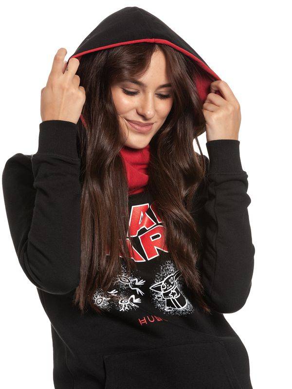 Nastrovje Potsdam The Mandalorian Grogu Hungry Damen Schalkragenpullover Schwarz/rot