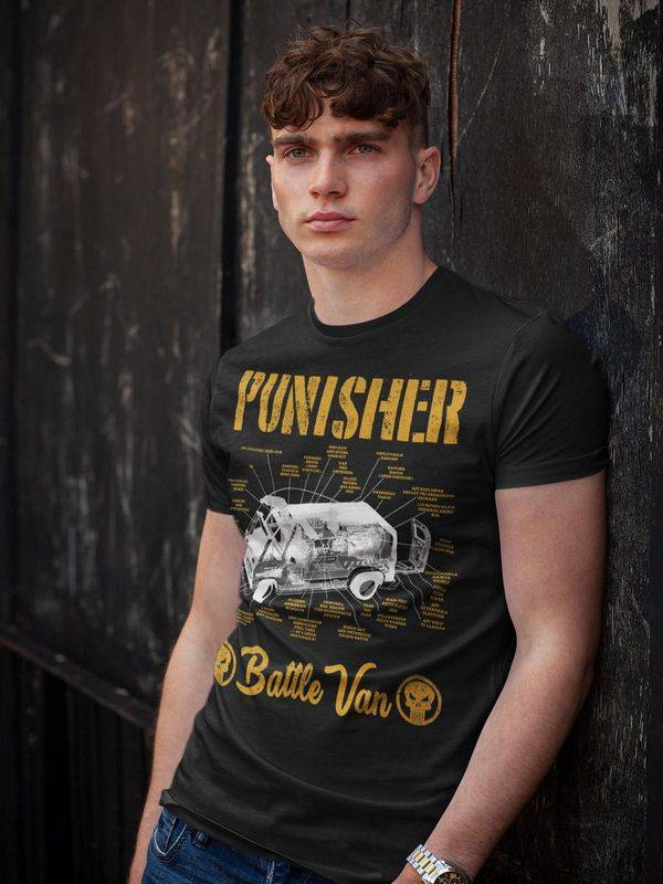 Nastrovje Potsdam The Punisher Battle Van Herren T-Shirt Schwarz