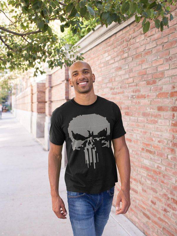 Nastrovje Potsdam The Punisher Fake Knit Herren T-Shirt Schwarz