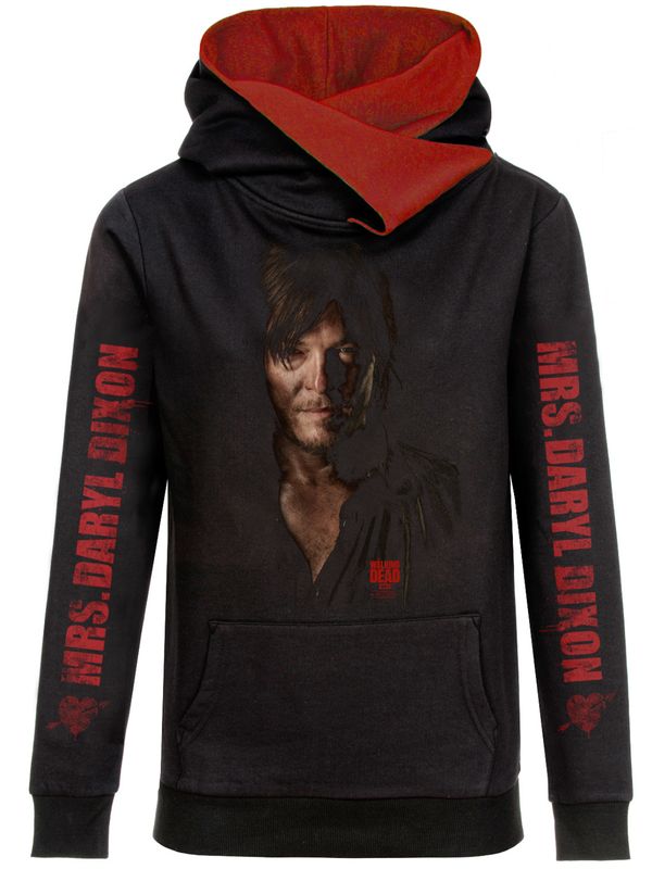 Nastrovje Potsdam The Walking Dead Daryl Portrait Shawl Hoodie Frauen Kapuzenpullover schwarz/rot