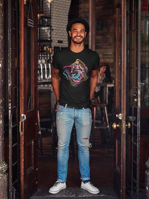 Nastrovje Potsdam Thor Retro Print Herren T-Shirt Schwarz