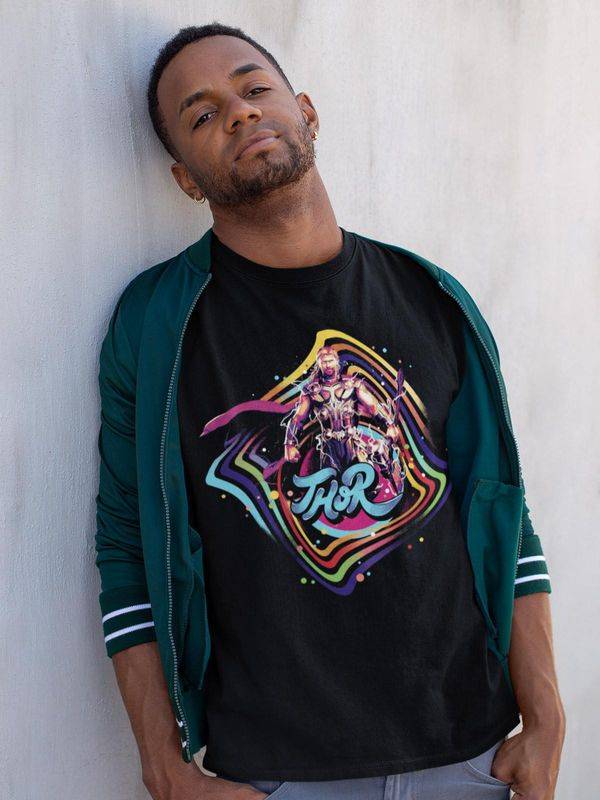 Nastrovje Potsdam Thor Retro Print Herren T-Shirt Schwarz