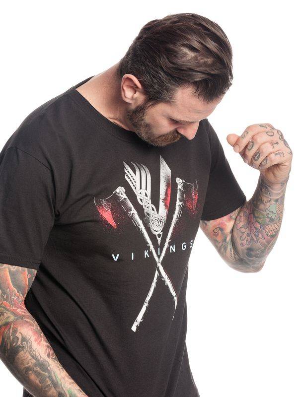 Nastrovje Potsdam Vikings Axe Herren T-Shirt Schwarz