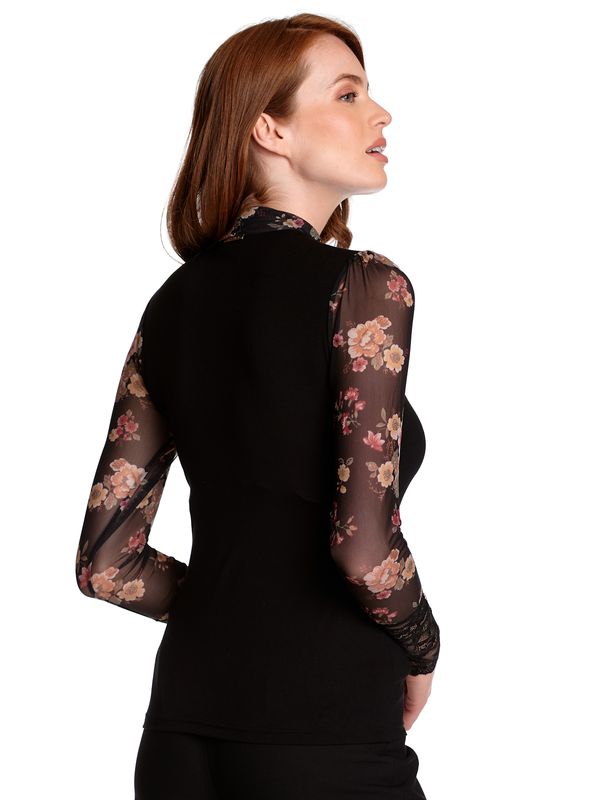 Nastrovje Potsdam Vive Maria Barock Flower Damen Langarmshirt Schwarz Allover