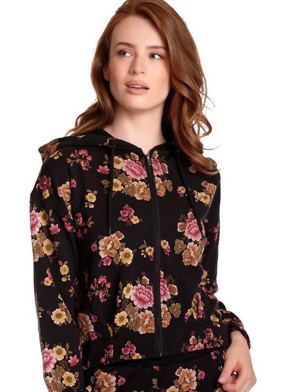 Nastrovje Potsdam Vive Maria Barock Sweat Damen Kapuzensweatjacke Schwarz Allover