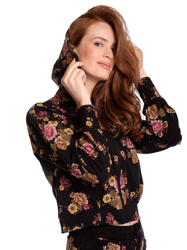 Nastrovje Potsdam Vive Maria Barock Sweat Damen Kapuzensweatjacke Schwarz Allover