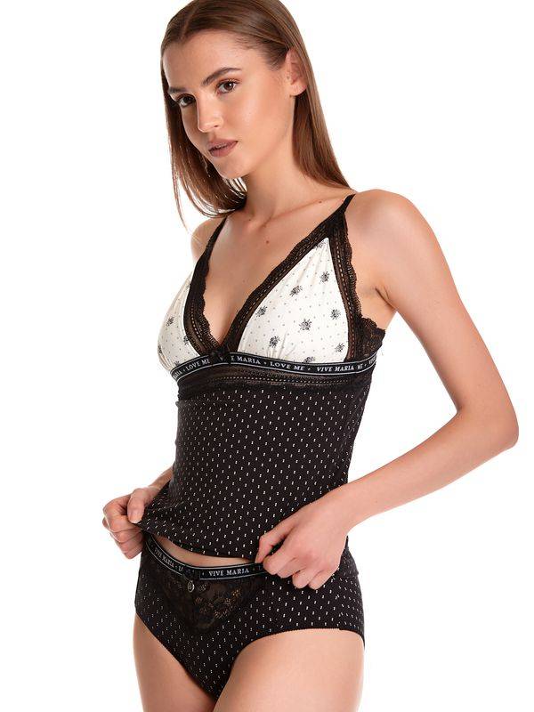 Nastrovje Potsdam Vive Maria Bisou Damen Wäscheset: Top Mit Panty Schwarz/creme