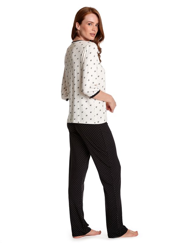 Nastrovje Potsdam Vive Maria Bisou Pour Toi Damen Pyjama Creme Allover/schwarz Allover