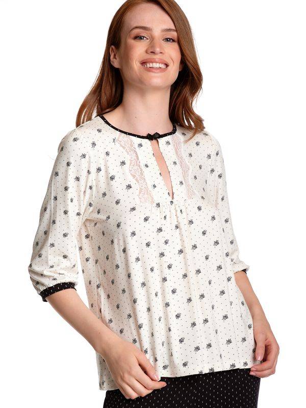Nastrovje Potsdam Vive Maria Bisou Pour Toi Damen Pyjama Creme Allover/schwarz Allover
