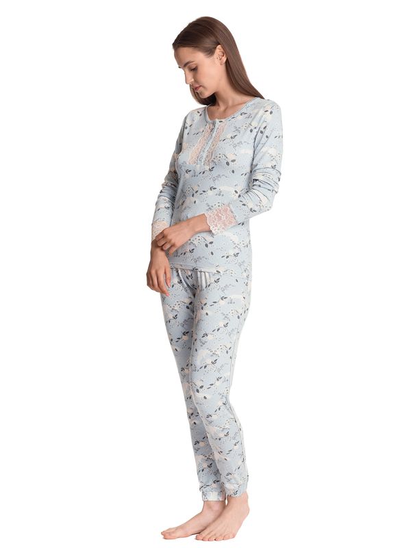 Nastrovje Potsdam Vive Maria Blue Dawn Damen Pyjama Blau Allover
