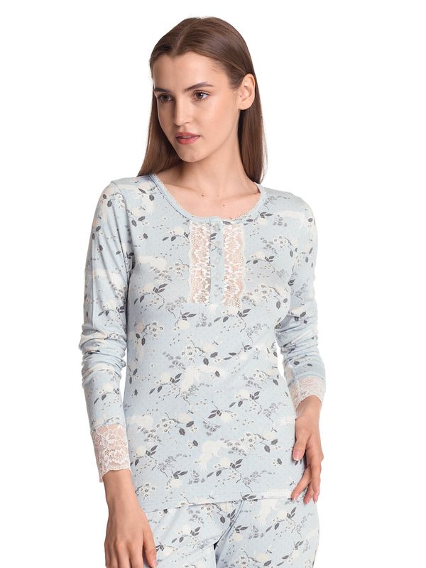 Nastrovje Potsdam Vive Maria Blue Dawn Damen Pyjama Blau Allover