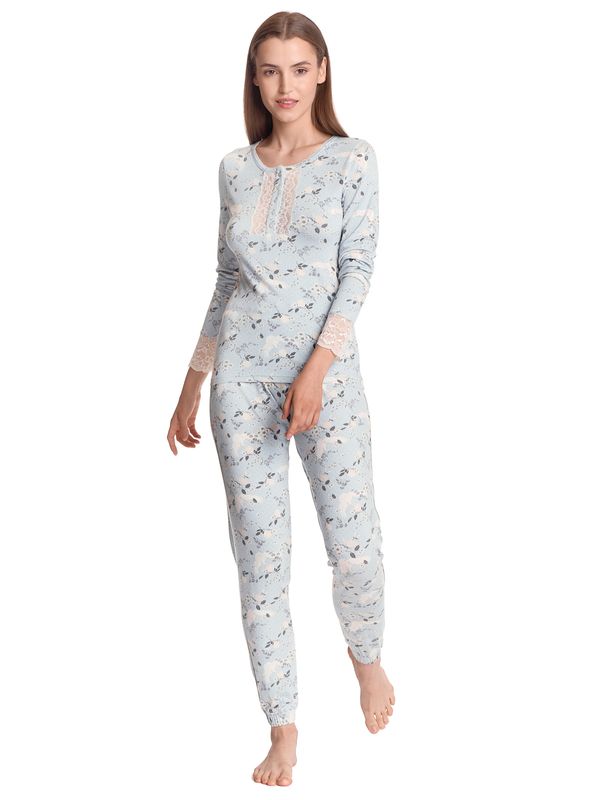Nastrovje Potsdam Vive Maria Blue Dawn Damen Pyjama Blau Allover