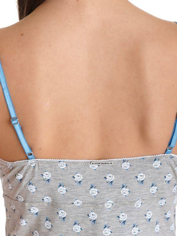 Nastrovje Potsdam Vive Maria Blue Love Damen Wäscheset: Top Mit Slip Grau Meliert Allover