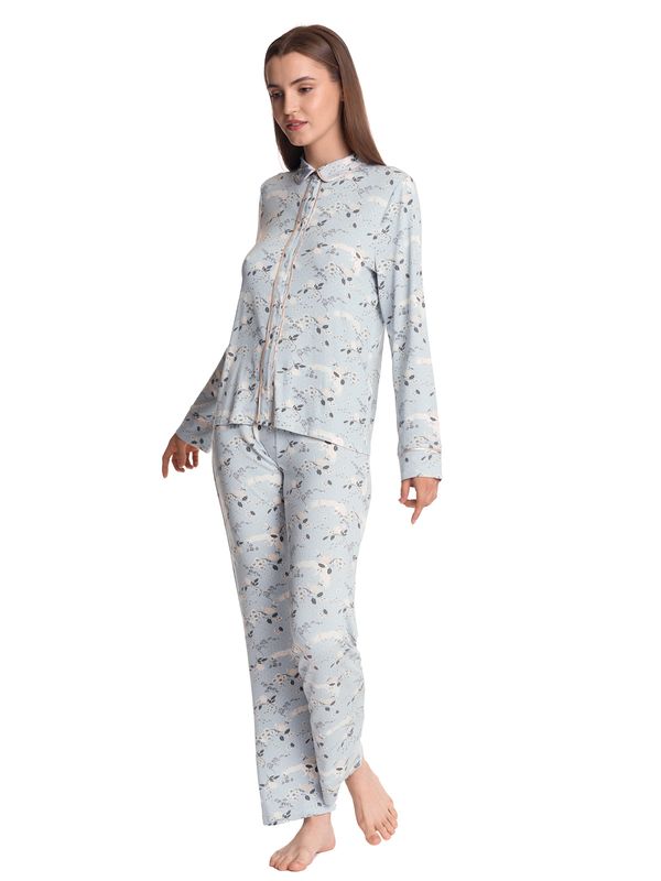 Nastrovje Potsdam Vive Maria Blue Monday Damen Pyjama Blau Allover