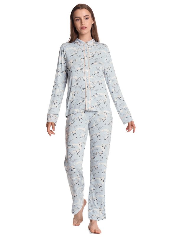 Nastrovje Potsdam Vive Maria Blue Monday Damen Pyjama Blau Allover