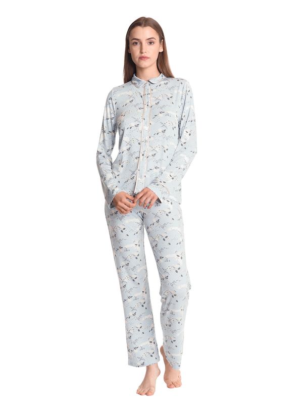 Nastrovje Potsdam Vive Maria Blue Monday Damen Pyjama blau allover Nastrovje Potsdam Vive Maria Blue Monday Damen Pyjama blau allover