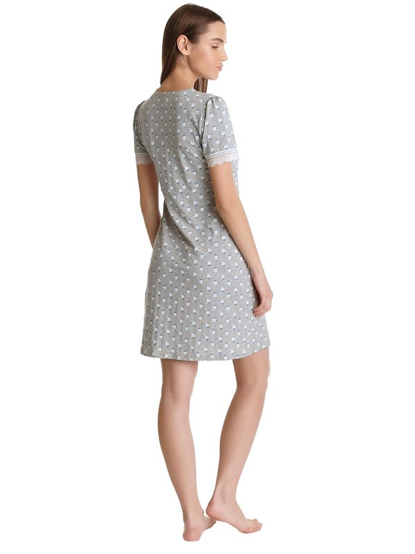 Nastrovje Potsdam Vive Maria Blue Rose Damen Nachthemd Grau Meliert Allover