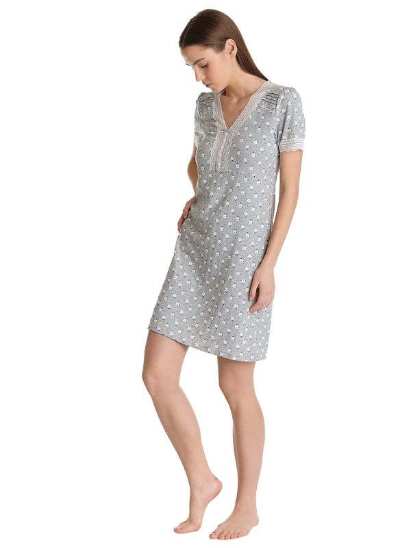 Nastrovje Potsdam Vive Maria Blue Rose Damen Nachthemd Grau Meliert Allover