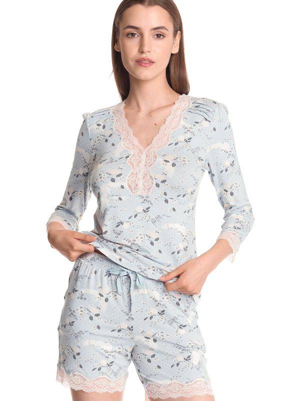 Nastrovje Potsdam Vive Maria Blue Sky Damen Pyjama Blau Allover