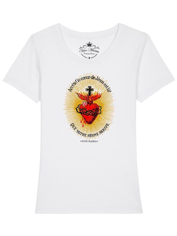 Nastrovje Potsdam Vive Maria Burning Heart Damen T-Shirt Weiss