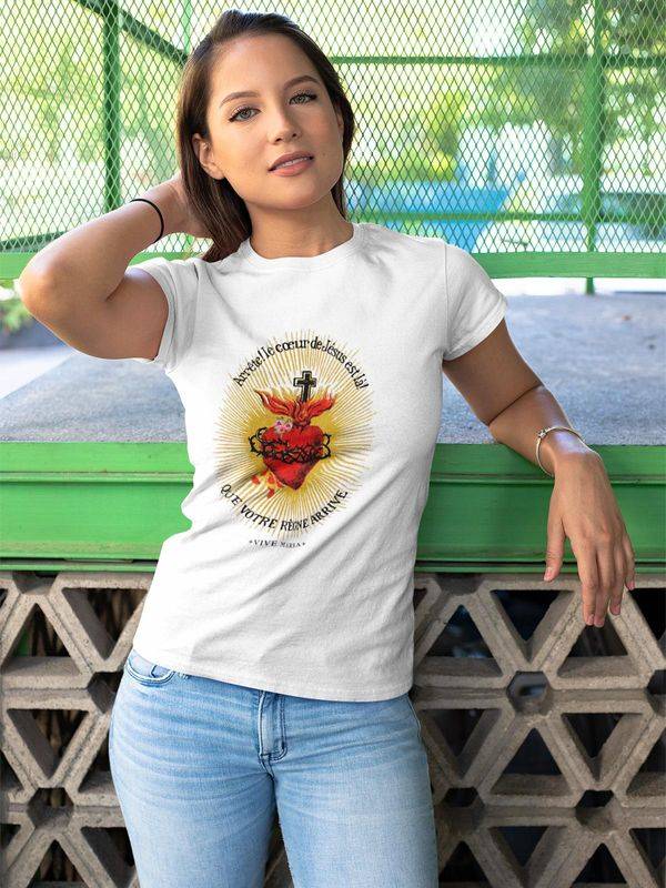 Nastrovje Potsdam Vive Maria Burning Heart Damen T-Shirt Weiss