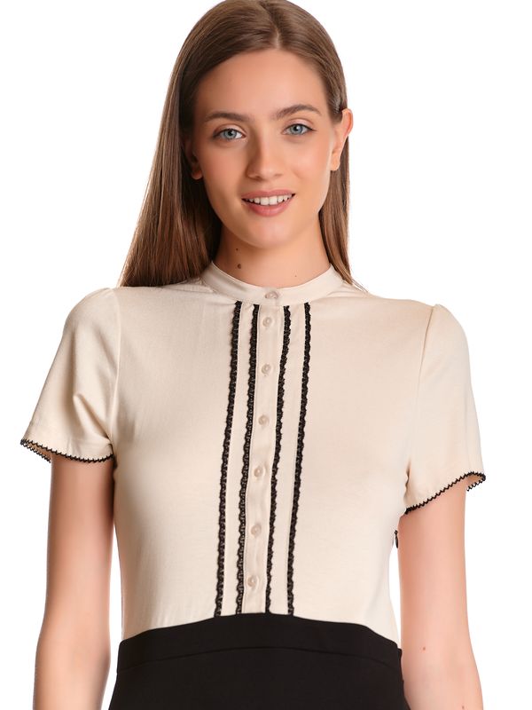 Nastrovje Potsdam Vive Maria Cappucine Day Damen A-Linien-Kleid Creme/schwarz