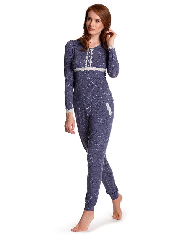 Nastrovje Potsdam Vive Maria Cosy Hanoi Damen Pyjama Blau Allover