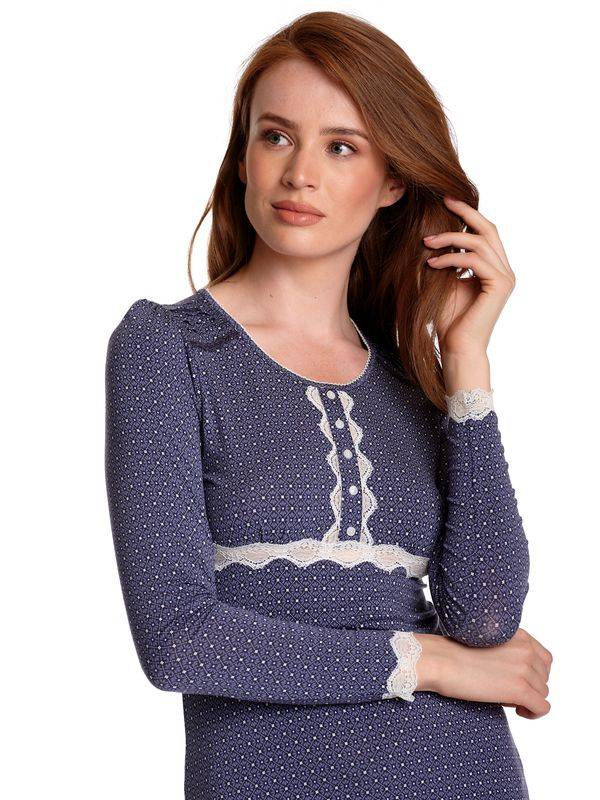 Nastrovje Potsdam Vive Maria Cosy Hanoi Damen Pyjama Blau Allover