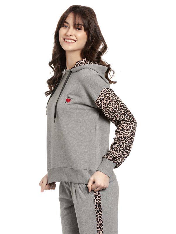 Nastrovje Potsdam Vive Maria Cosy Leo Damen Kapuzenpullover Grau Meliert/leo Allover