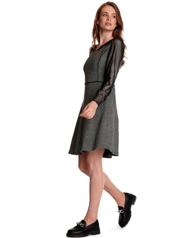 Nastrovje Potsdam Vive Maria Cottage Girl Damen A-Linien-Kleid Grau Meliert/schwarz