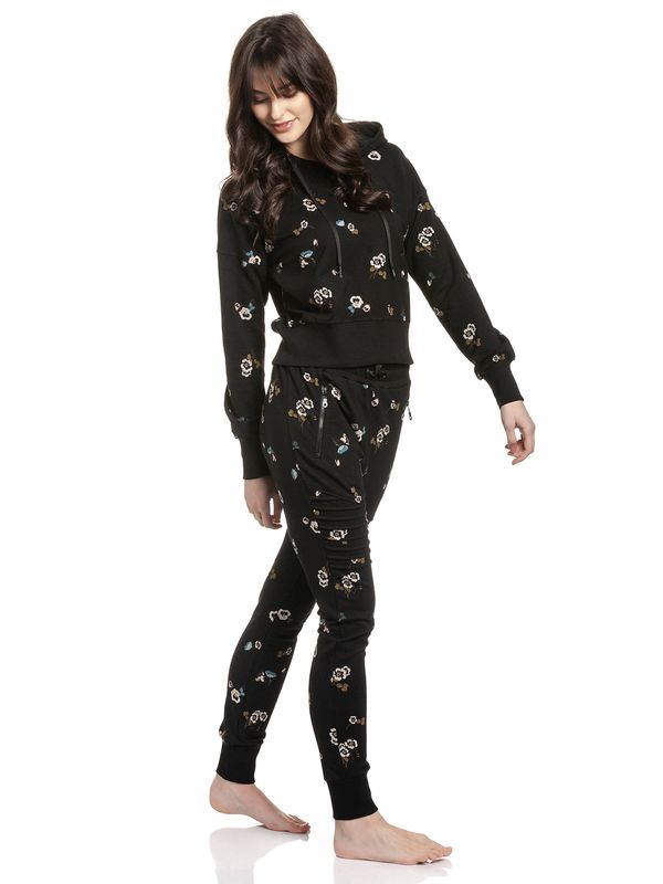 Nastrovje Potsdam Vive Maria Floral Sport Damen Kapuzenpullover Schwarz Allover