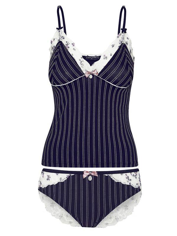 Nastrovje Potsdam Vive Maria French Dandy Damen Wäscheset: Top Mit Panty Schwarz Allover/weiss Allover