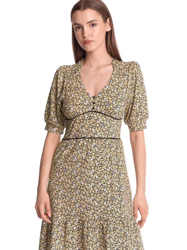 Nastrovje Potsdam Vive Maria Golden Flower Damen A-Linien-Kleid Dunkelgelb Allover