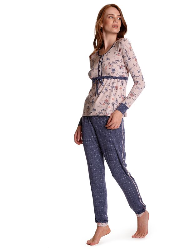 Nastrovje Potsdam Vive Maria Hanoi Love Damen Pyjama Lila Allover/blau Allover